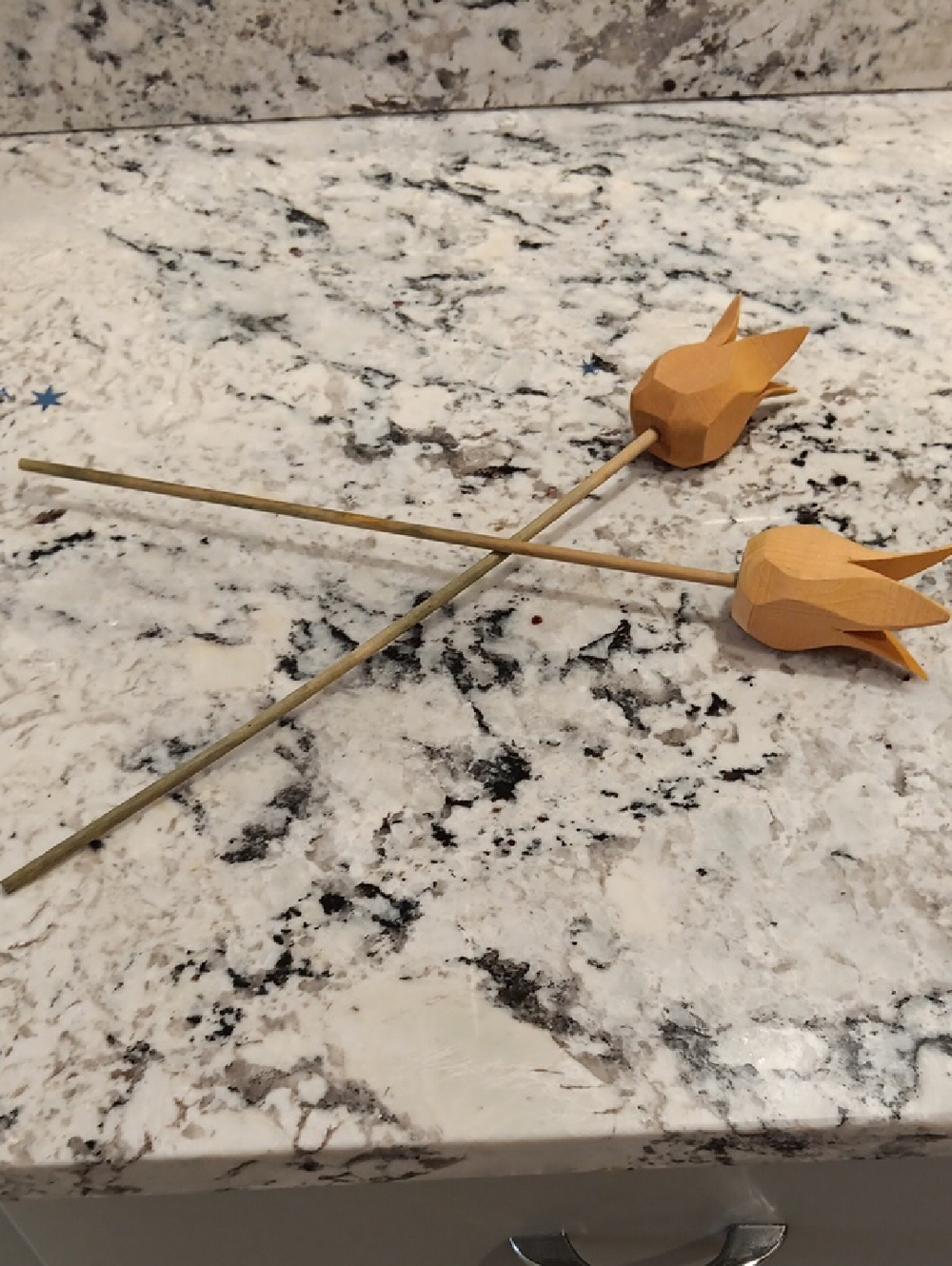 2 Carved Wooden Tulips